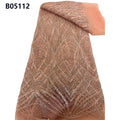 CHOCOO Wholesale Sequins Beads Lace Fabric Tulle Embroidery Orange Beaded Lace Fabric for Dress