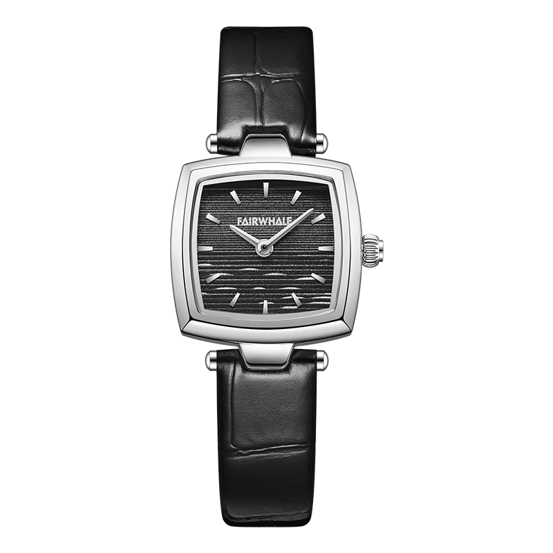 Luxury Brand Women Quartz Waterproof Stainless Steel Leather Watch OEM Supply Fashion Business Wrist Lady Analog Black Watch