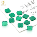 Junyuan Jewelry  Natural Green Agate Double Flat Bottom Four Leaf Flowers  DIY Jewelry Accessories Necklace Bracelet Match Stone