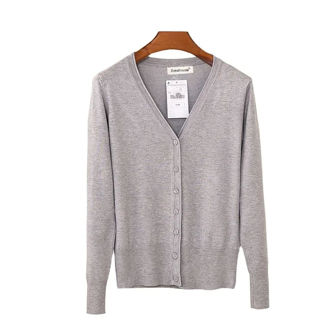 26 Colors Knitted Cardigans Spring Autumn Cardigan Women Casual Long Sleeve Tops V Neck Solid Women Sweater Coat