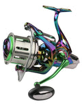 Sneda Colorful Spinning Fishing Reels Gear Ratio 4.8:1 Sea Fishing 8000-12000 Series Right/Left Metal Spool Fishing Wheel
