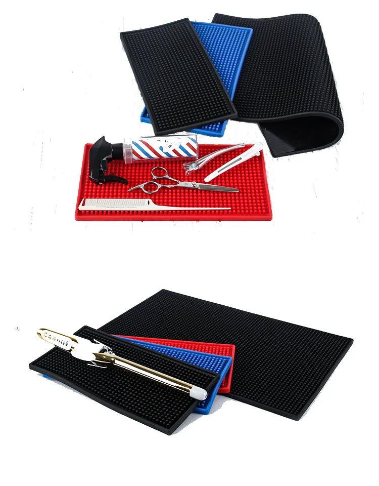 High Quality Eco-Friendly Modern Black Flexible PVC Nonslip Salon Barber Mat Custom Logo Hot Sale Wholesale Box Packing