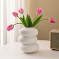 Modern White Ceramic Donut Vase for Home Decor and Tabletop Use