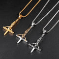 Women's Stainless Steel Jesus Christ Cross Pendant Necklace European Style Religious Hip Hop Jewelry Gold Plated Wholesale