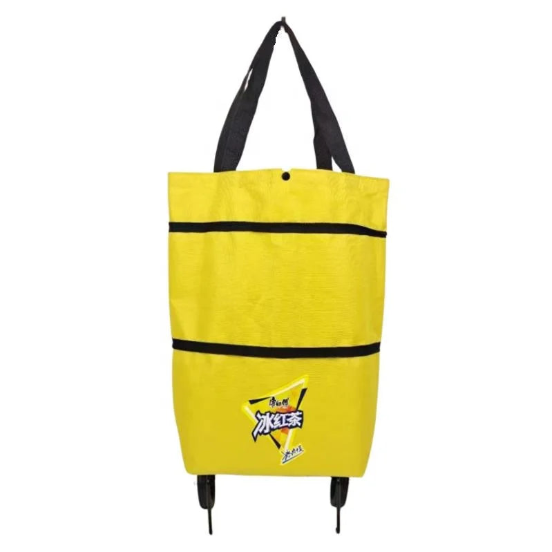 Greenlife Foldable Microfiber Grocery Shopping Cart with Wheels Reusable Supermarket Tote Bag Zipper Closure for Women