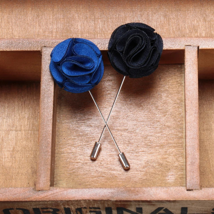 New Designs Chiffon Fabric Men's Brooches Pins Handmade Pure Color  Decoration Flower Brooch Lapel Pin for Adults Brooches Suit