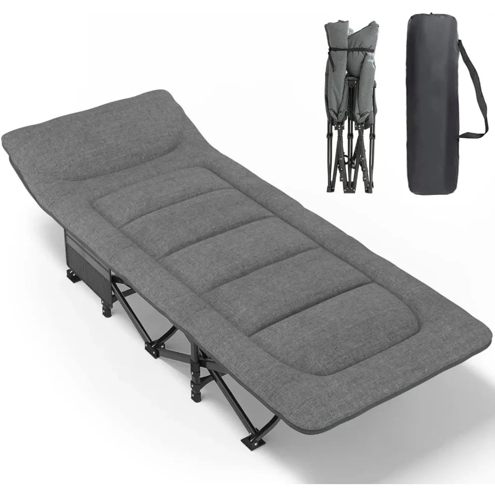 Aluminium Frame Camping Bed Easy-Carrying Foldable Metal Cot for Outdoor Hiking Bedroom Hospital Hotel Use-Oxford Fabric