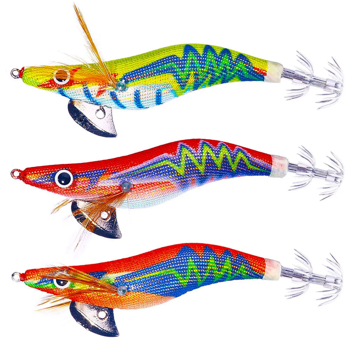 2.5# HENGJIA Wholesale High Quality 10.5CM 12.2G Luminous Squid Fishing Lure Squid Lure Wood Shrimp Squid Jig Fishing Lures