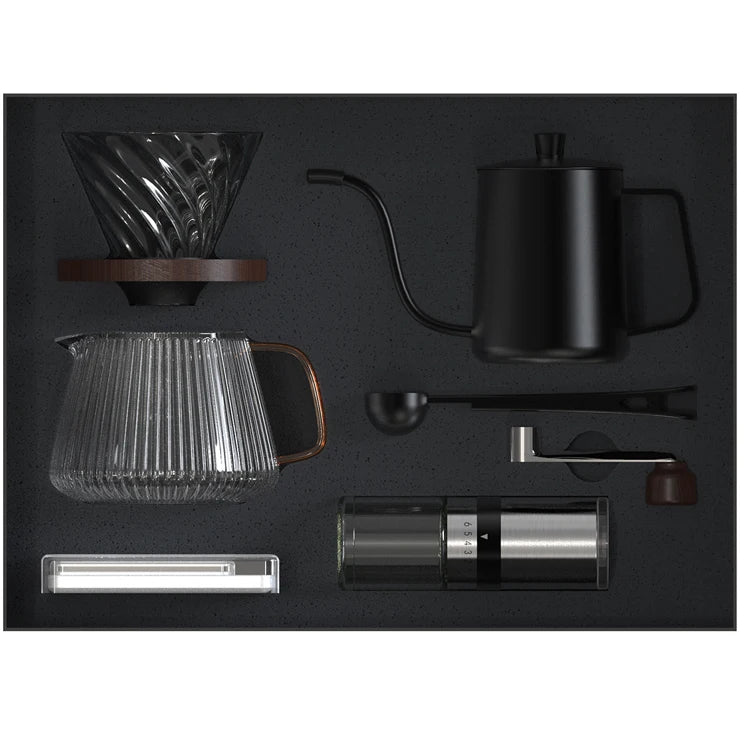 CHINAGAMA Sale Outdoor Modern Manual Drip Travel Bag Gift Box Packaging Grinder Pot Kettle Pour Over Coffee Maker Set