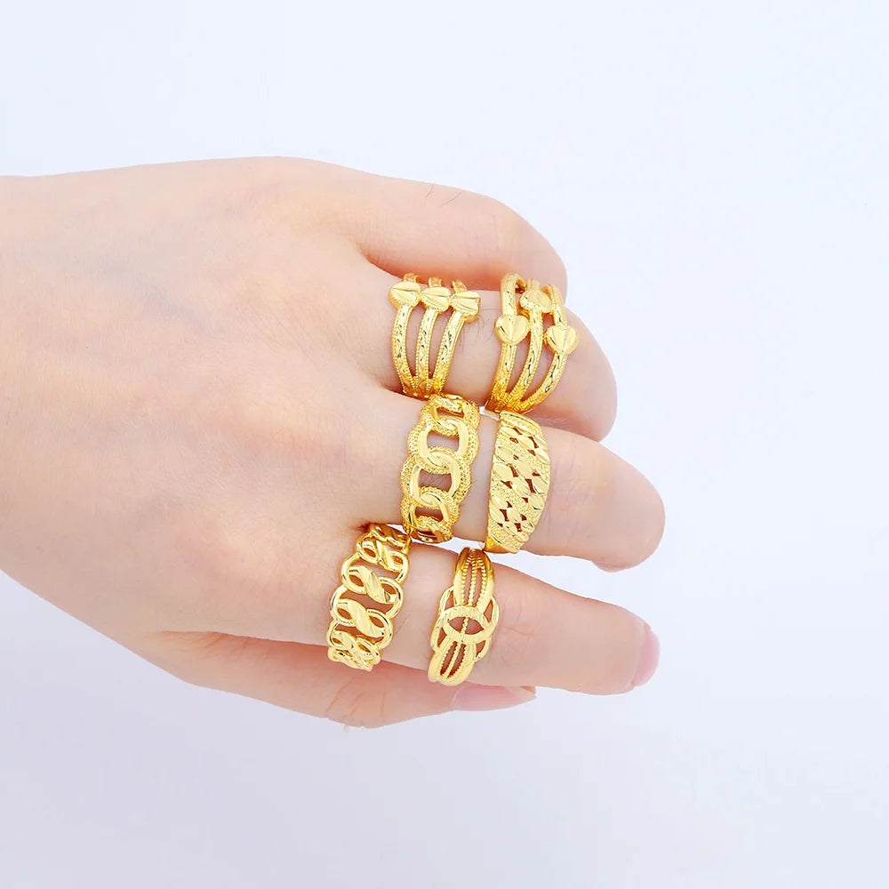 Jxx Wholesale Minimalist Dubai Women's Round Rings Simple Gold Plated Brass Jewelry Trendy Style