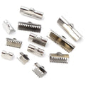 30pcs Stainless Steel Crimp End Bead Buckle Tip Clasp Cord Flat Cover Clasps Diy Necklace Bracelet Connectors for Jewelry Making