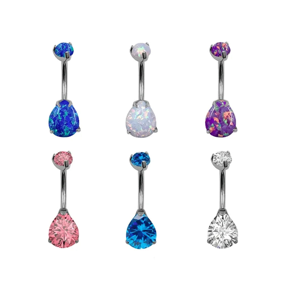 ASTM F136 Titanium Set Multicolor Triangle Zircon/Opal Belly Button Ring Navel Fashion Jewelry Piercing Jewelry Body Piercing