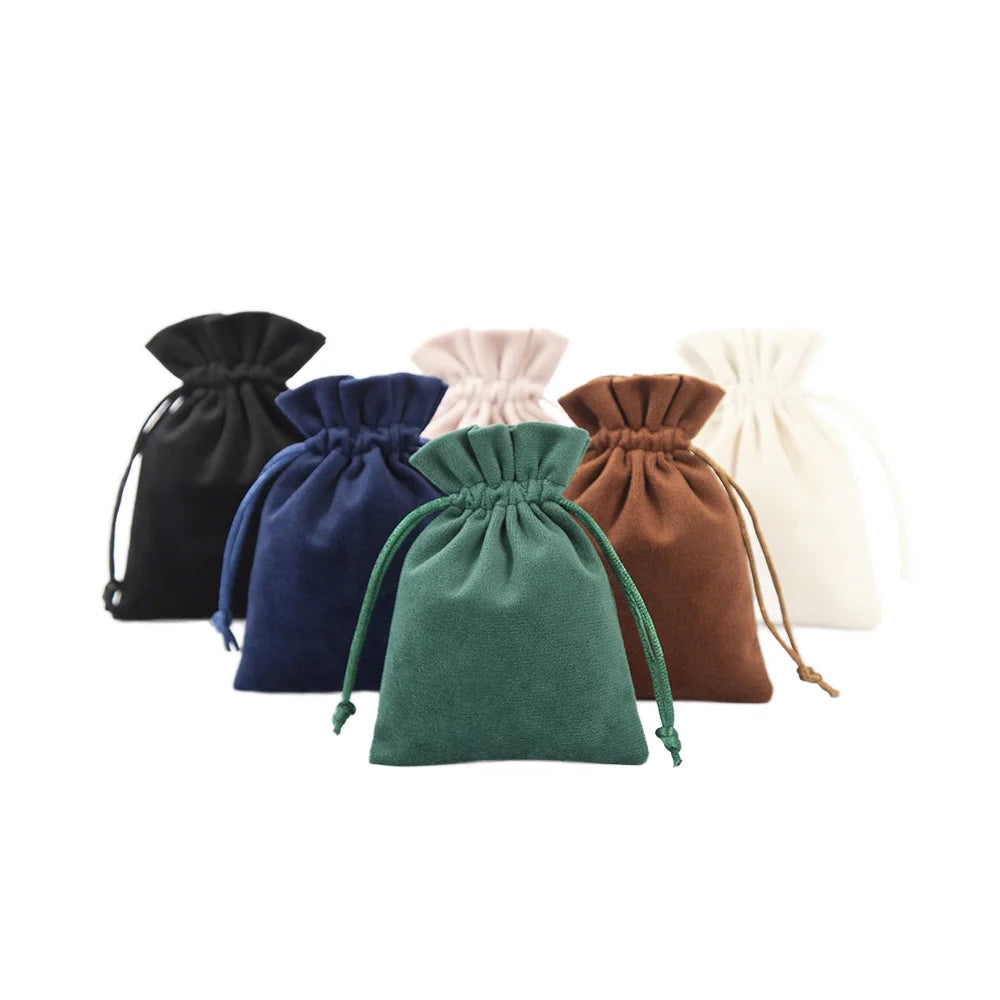 New Design Promotional Small Luxury Dust Velvet Jewelry Drawstring Pouch Packing Bag and Box With Logo
