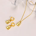 Wholesale Simple Women's Copper Lock Pendant Necklace Earrings 18k Gold Plated Waterproof Personalized Charm Fashion Jewelry Set