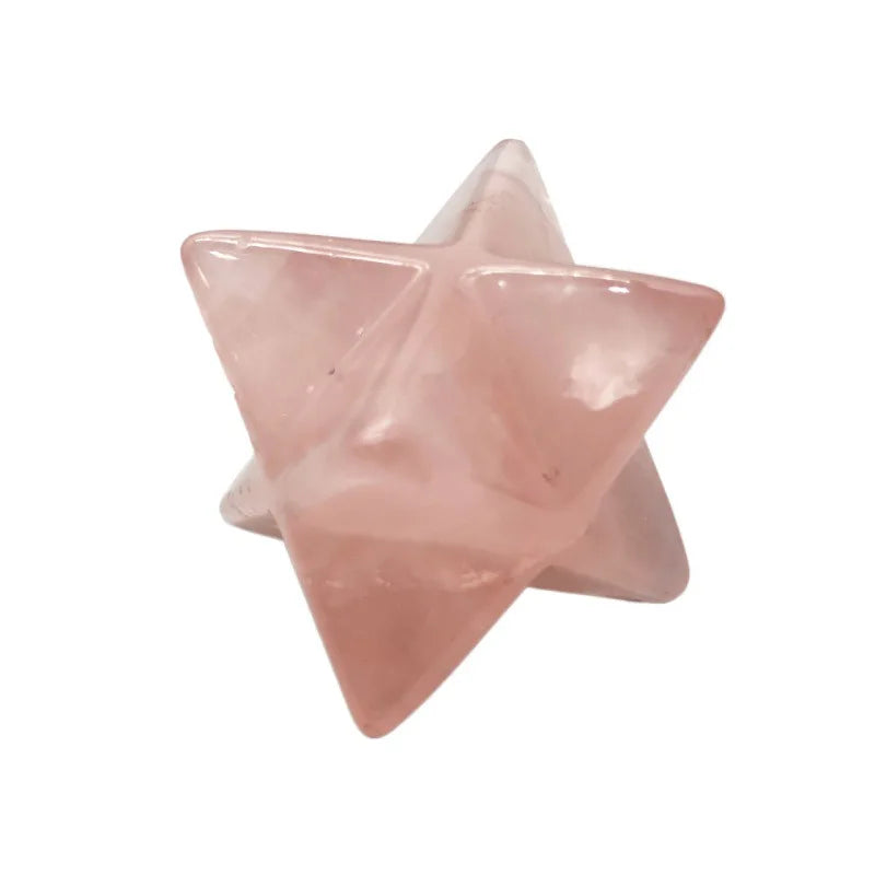 Huiying Bulk Wholesale Natural Carved Crystal Merkaba Engraved Mini Rose Quartz Crystal Merkaba