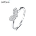 LUOTEEMI Luxury Women Girls Cz Heart Rings Bridal Cubic Zirconia Sweet Wedding Engagement Heart Ring