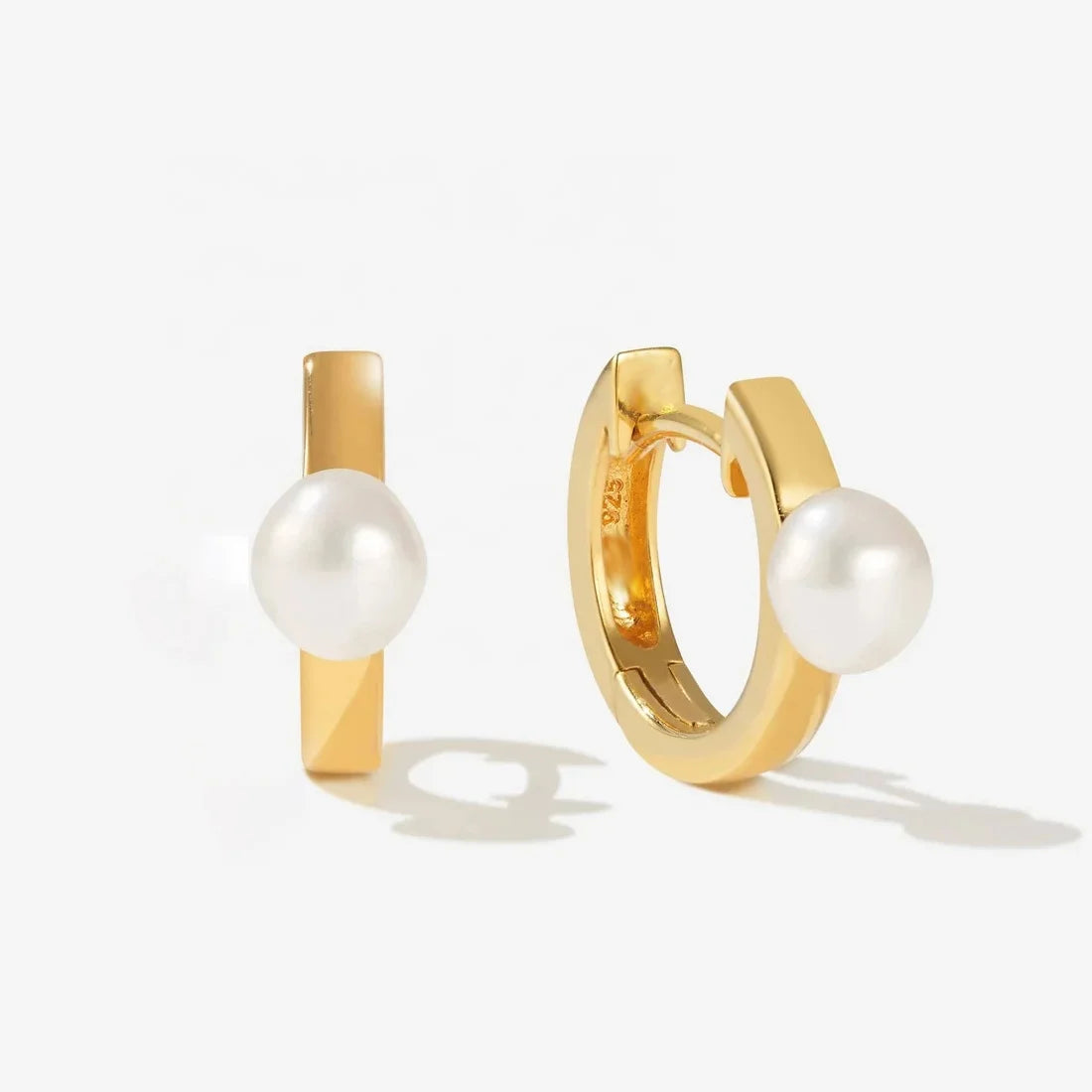 LOZRUNVE Custom Jewelry Elegant 925 Silver Single Freshwater Pearl Huggie Hoop Earring Ear Ring
