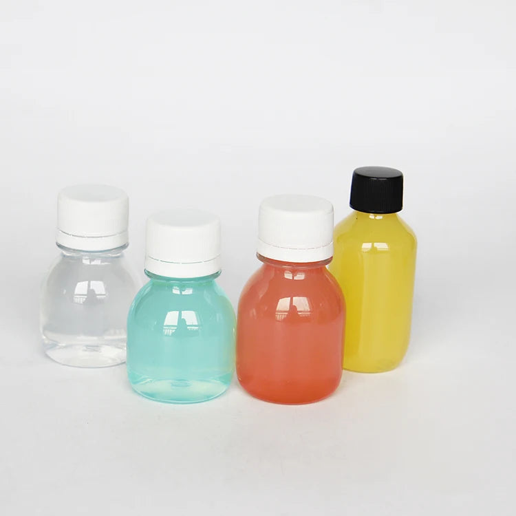2 Ounces 60ml Small Cute for PET Screen Printed Beverage Packaging Plastic Bottle for Juicy with Tamper Proof Cap