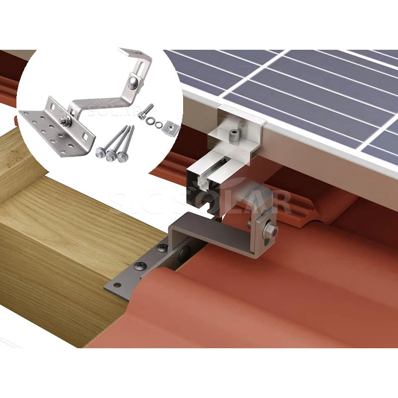 Wholesale SUS304 Stainless Steel Solar Roof Hook Easy Installation Tile Roof Solar Double Adjustable Hook