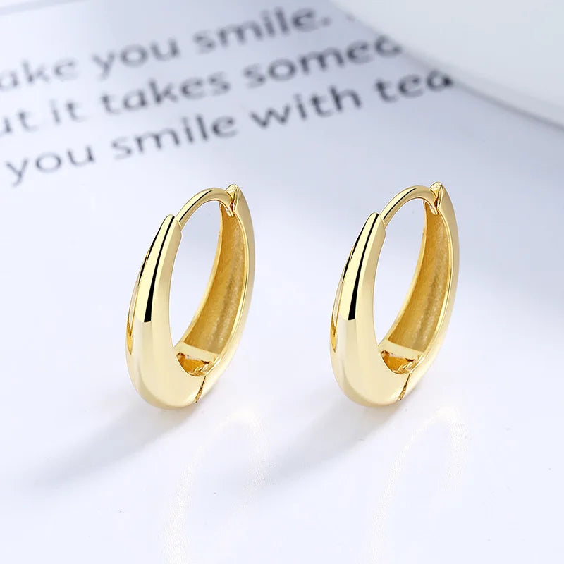 Fashion Minimalist Jewelry 925 Sterling Silver Earring U Shape Water Drop Shape Gold Plated Hoop Earrings for Women