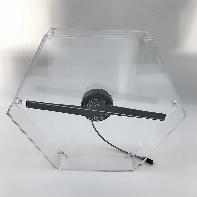 Hexagonal 30cm 3D Holographic Projector Light WiFi Plug-in Advertising Display Fan 3D Mini Led Fan Imaging Lamp External