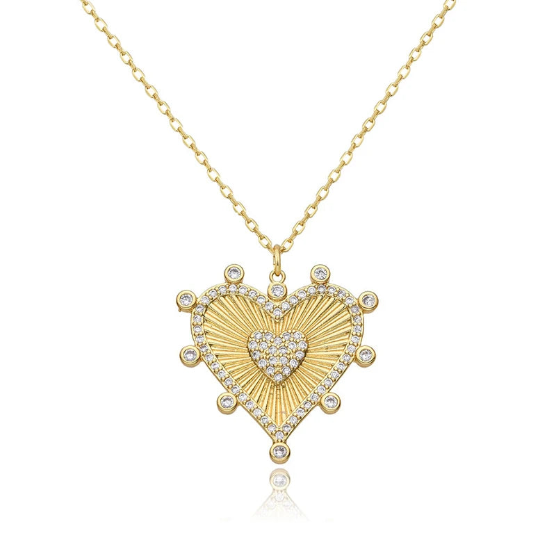 ICEBELA Fine Jewelry Custom Stylish Plata 925 Sterling Silver Luxury Sunrise Heart Zircon Charm Pendant Necklaces for Women