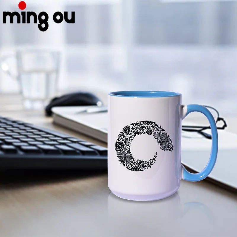 Sublimation Mug Ceramic Cup 15oz Mugs with Inner and Handle Color
