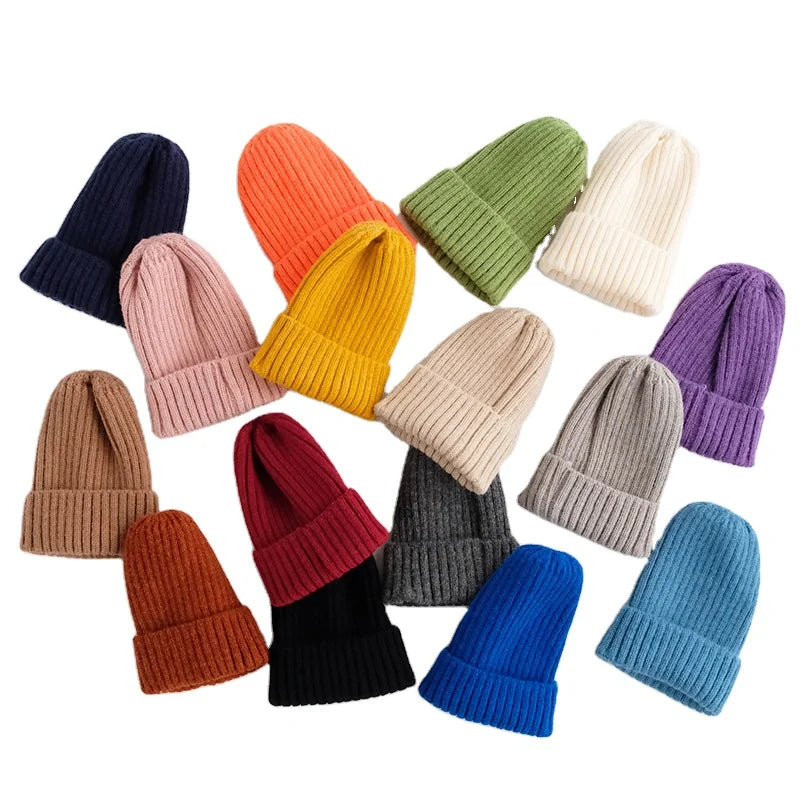 Winter Kids Hats Sweater Casual Solid Easy Wholesale Kids Clothes Beanie