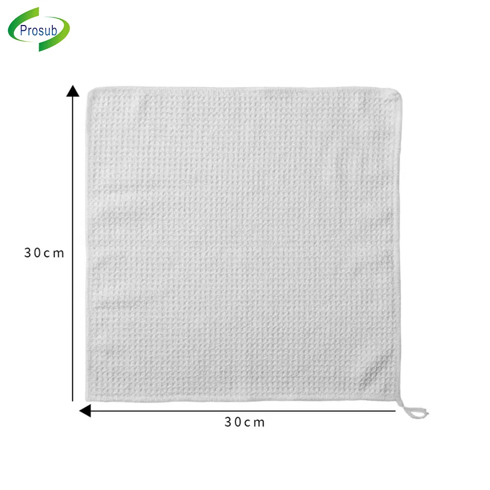 Prosub Wholesale Sublimation Waffle Tea Towel Blank Custom Printing Logo Polyester Microfiber Sublimation Kitchen Towels