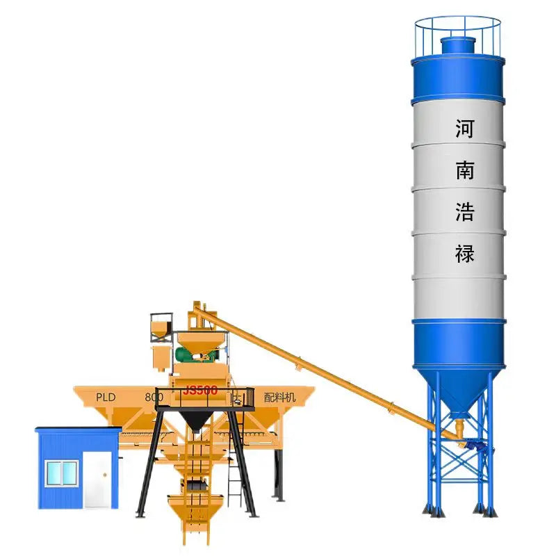HZS25 High Performance Concrete Batching Plant Production Line with Fully Automatic Manual Semi-automatic Control PLC Motor Pump