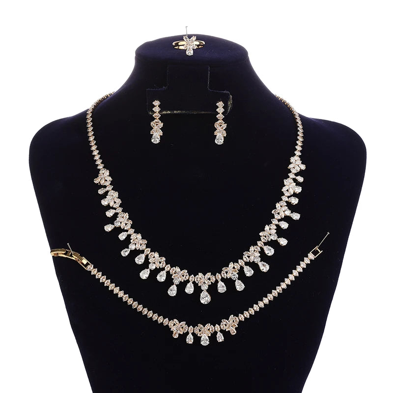 Dropshipping Cubic Zircon Dining Room Luxury Necklace Sets Mothers Day Personalized Gifts Gold Filled Jewelry BN7891
