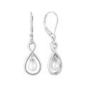 New Fashion 925 Sterling Silver Rhodium Plated Drop Earrings Simple Silver Pearl Design for Women's Wedding Jewelry