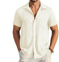 New Men's Casual Shirts Regular Fit Short Sleeve Shirt Men Solid Color Polyester Business Shirts