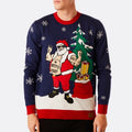 Unisex 9gg Jacquard Pattern Knitted Pullover Custom Acrylic Ugly Xmas Funny Christmas LED Light Sweater Front Logo-Wholesale