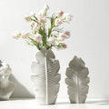 Ceramic Vase Nordic Style Tabletop Flower Ware Creative Home Furnishings Model Design Handicraft Leaf Flower Vase