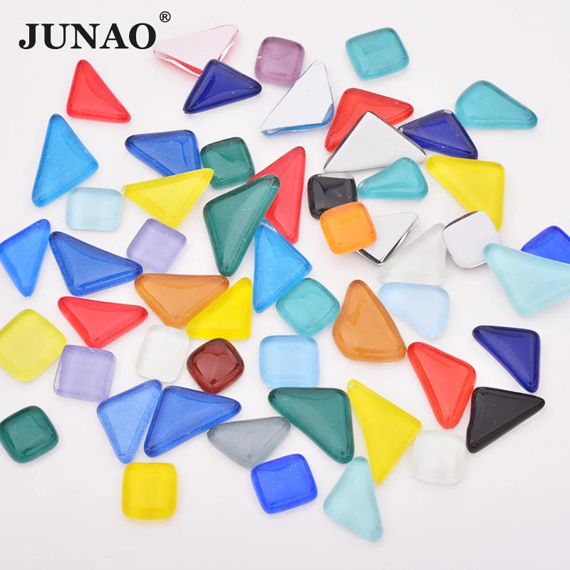 JUNAO 1000g Good Quality Mix Color Glass Mosaic Tile DIY Mosaic Loose Chips for Hand Craft Artwork