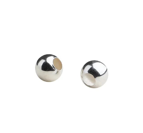 100pcs Genuine 925 Sterling Seamless Silver Round Ball Beads Spacer for Jewelry Making Findings