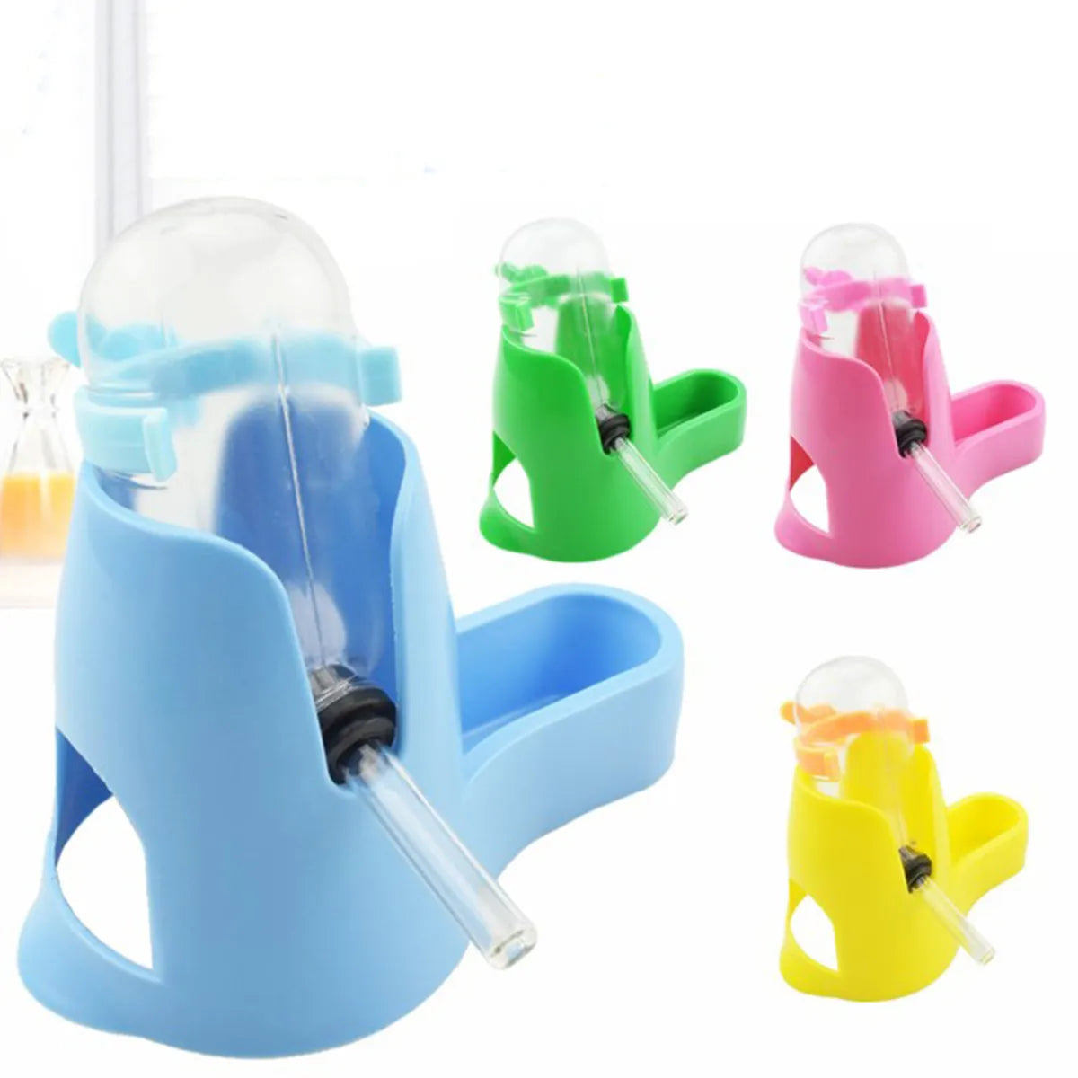 3 in 1 Hamster Water Bottle Food Container Water Feeder Holder Dispenser With Base Hut Small Pet Animal Nest 60ml/80ml