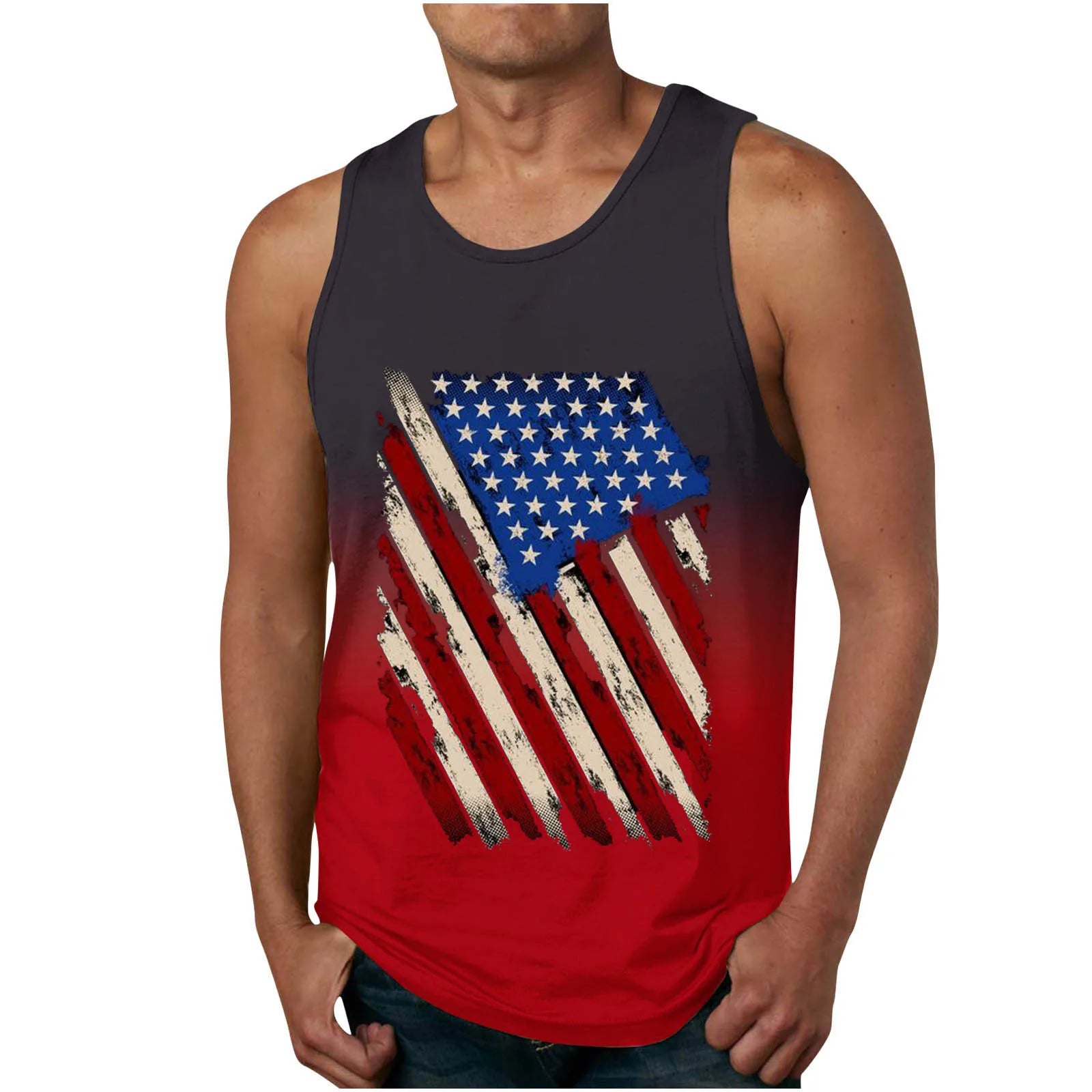 Quality 100% Polyester Fitness Undershirts 3D Printed Summer Short Sleeve Tank Top Anti-Pilling Breathable Front Logo Low Men's
