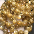 Meihan Natural A+++ Rare Gold Lepidolite Bracelet Smooth Round Gem Stone Beads for Jewelry Making Design Christmas Gift