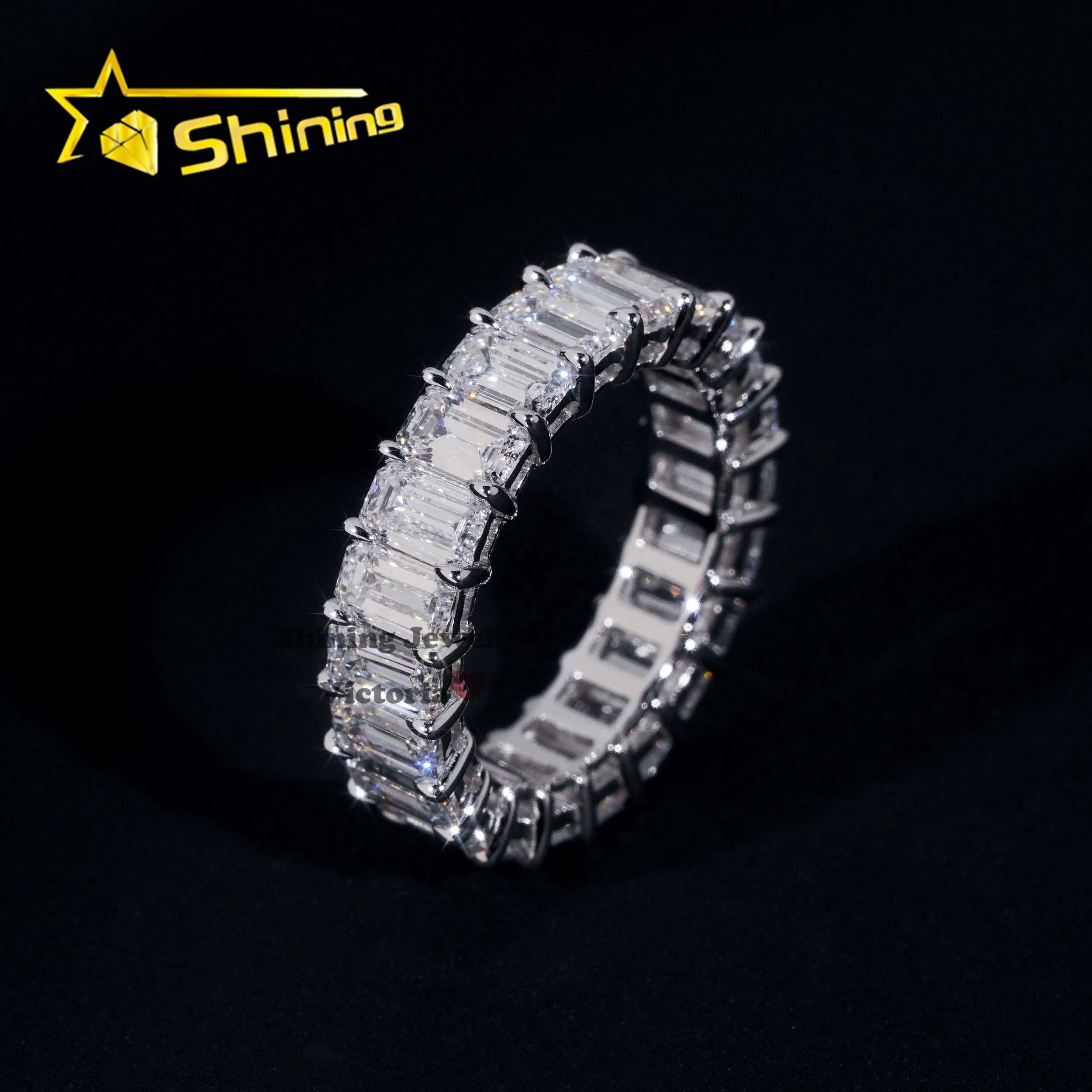 GIA Lab Grown Diamond Solitaire Engagement Eternity Band Ring Women 3*5 Radiant Emerald Cut 10K 14K 18K Solid Gold Wedding Rings