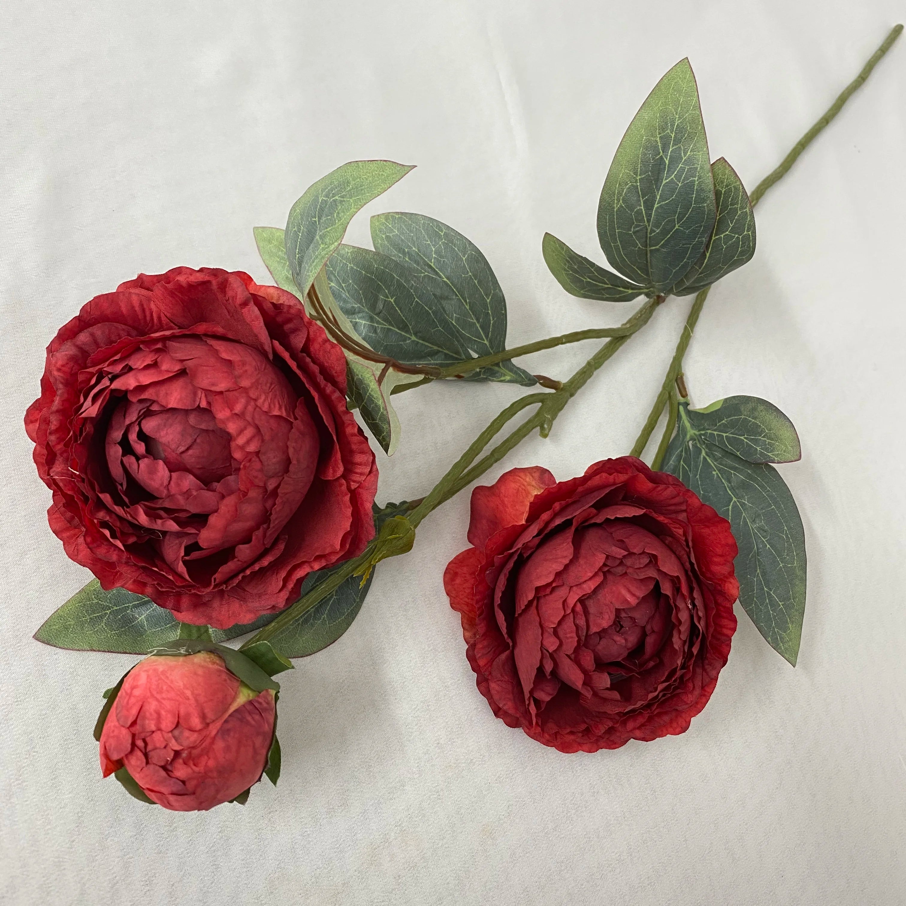 Multicolor-red Modern Style Artificial Flower Decoration Mariage 3 Head Oil Painting Round Peony