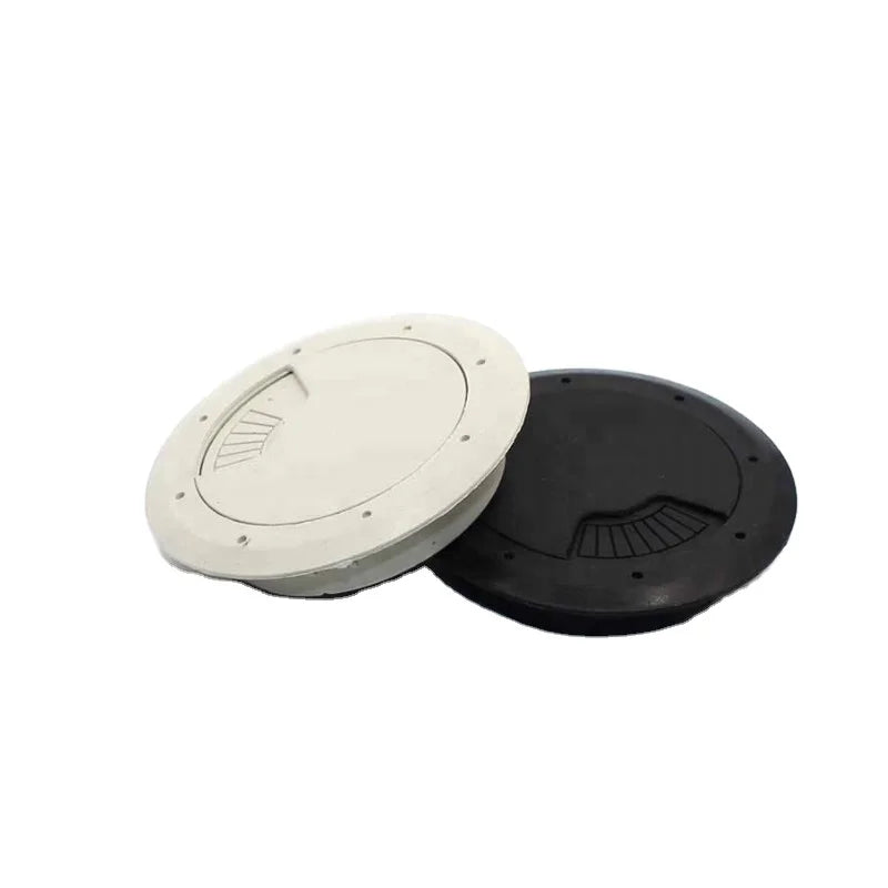 Modern Home Office Flush Computer Desk with Grommet Wire Hole Cover in Black/White 50/53/60mm Sizes Made of Durable Plastic