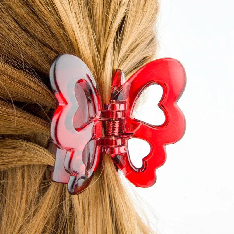 Artstar Smooth Clear Fancy Small  Pretty Plastic Butterfly Hair Claw Clips for Women  and Girls