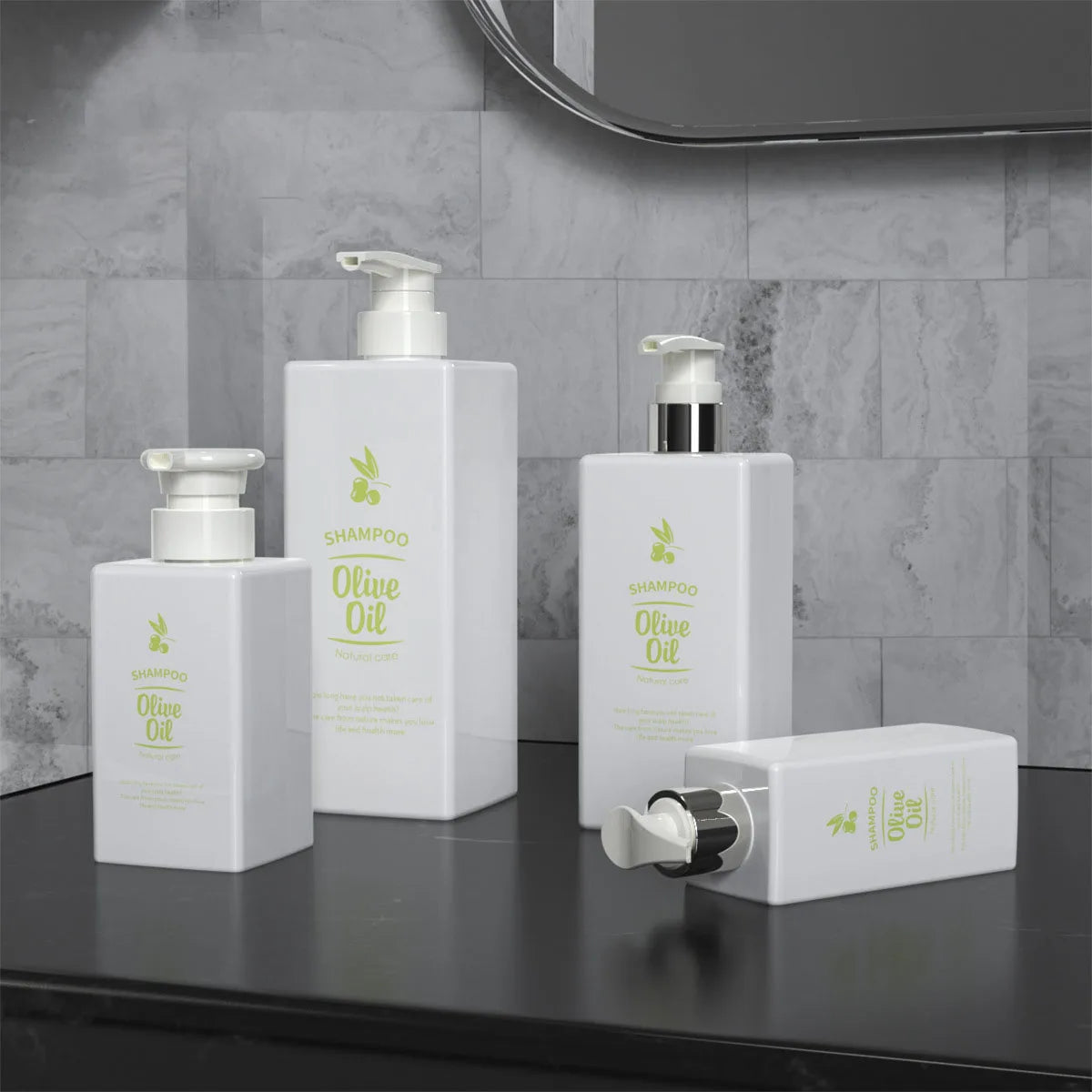 Stock Subpackage 300ml 500ml square Electroplating Skin Care 900ml White Press Body Lotion Bottle
