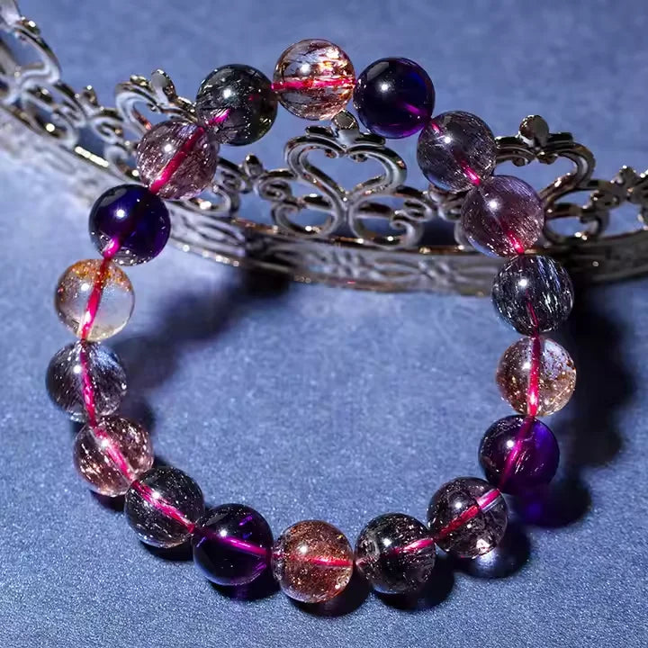 Wholesale Natural Crystal Bracelets Super Seven Crystal Jewelry Sea Vein Stone Red Vein Stone Bracelet Beads for Woman Gifts