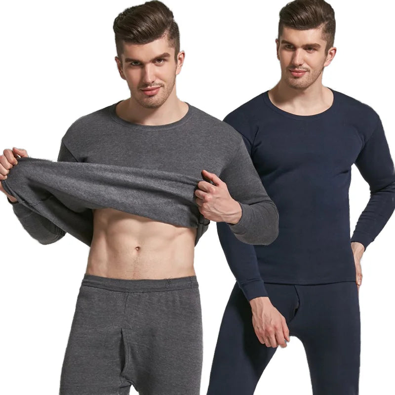 Autumn Winter Men's Thermal Underwear Breathable Pure Color Heated Long-John for Warmth