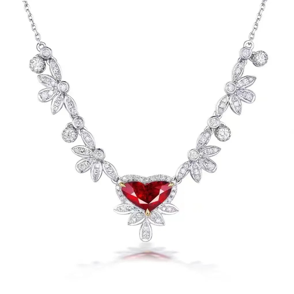 SGARIT Wholesale Dubai 18k Yellow Gold Bridal Jewelry 1.03ct Natural Luxury Gemstone Ruby Pendant Necklace Fine Jewellery OEM