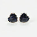 925 Sterling Silver Heart-Shape Korean Fashion Earrings Black Purple Sand Gold Plated Trendy Joker Style for Men and Women