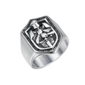 Wholesale Revive Old Customs Stainless Steel Platinum Plated Geometric Saint Palace Knight Saint Hall Warrior's Crusaders' Ring